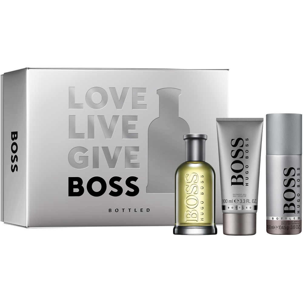 Boss Bottled Gift Set, EdT 100ml + Deospray 150ml + Shower Gel 100ml