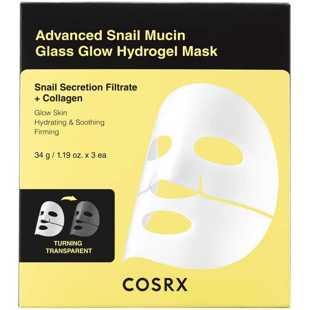 Advanced Snail Mucin Glass Glow Hydrogel Mask, 3-Pack