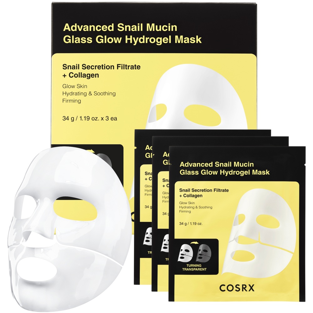 Advanced Snail Mucin Glass Glow Hydrogel Mask, 3-Pack